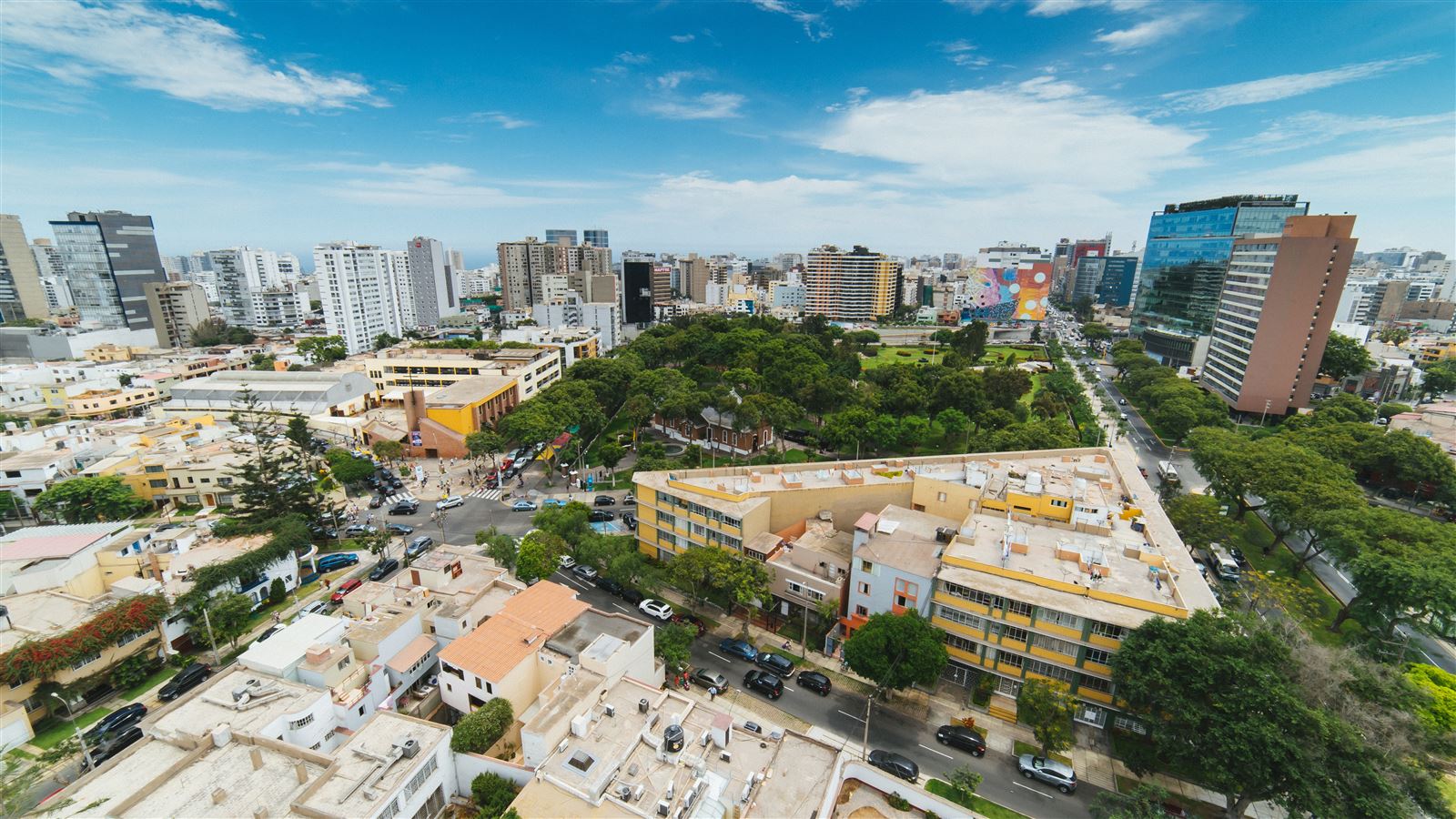 Veduta aerea di Miraflores, Lima, affacciata sull’oceano Pacifico